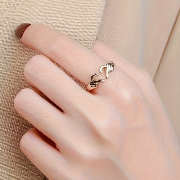 Elegant Gold LOVE Adjustable Rings. Heart Adjustable Ring. - Picture 5 of 5